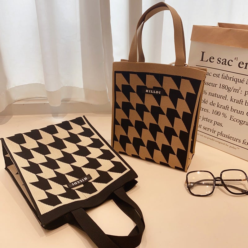 Autumn New Korean Style Niche Design Houndstooth Shoulder Bag Tote Bag Casual All-Match Hand Bag Crossbody Bag - Image 4