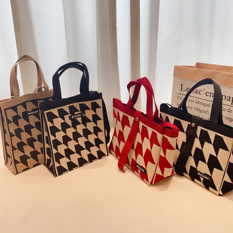 Autumn New Korean Style Niche Design Houndstooth Shoulder Bag Tote Bag Casual All-Match Hand Bag Crossbody Bag - Image 2