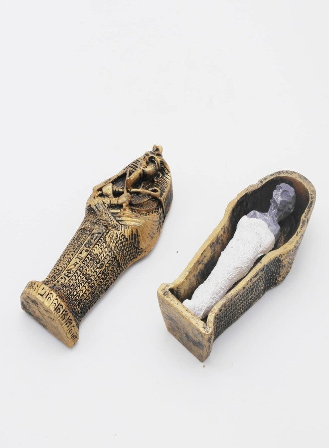 Kocris Casa Aquarium Mummy Gold Coffin Decorations Egypt Fish Reptile Turtle Tank Décor Ornament Pet Bronze - Image 2