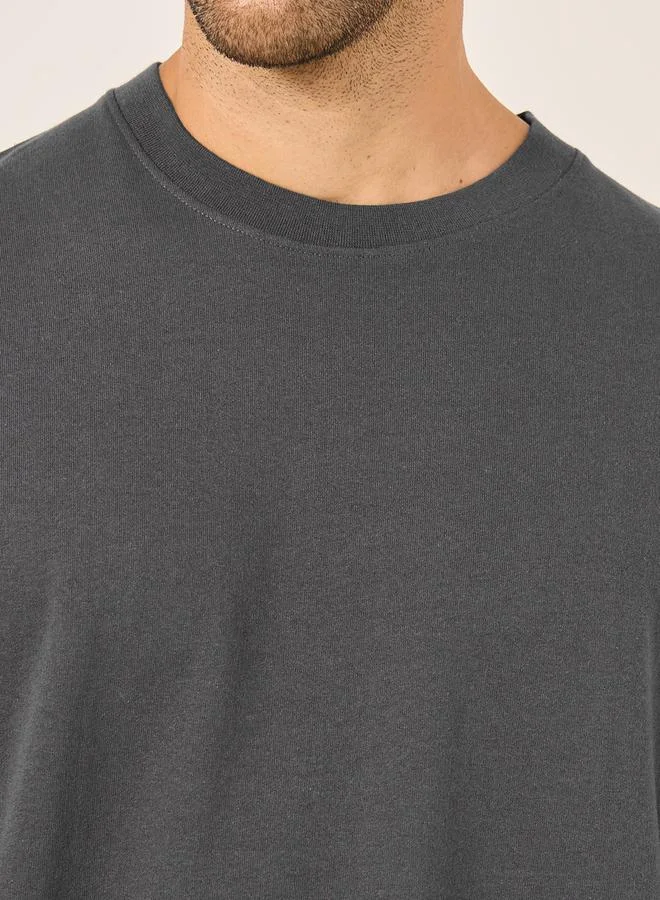 Styli Boxy Fit Terry T-Shirt with Turn-Up Sleeve