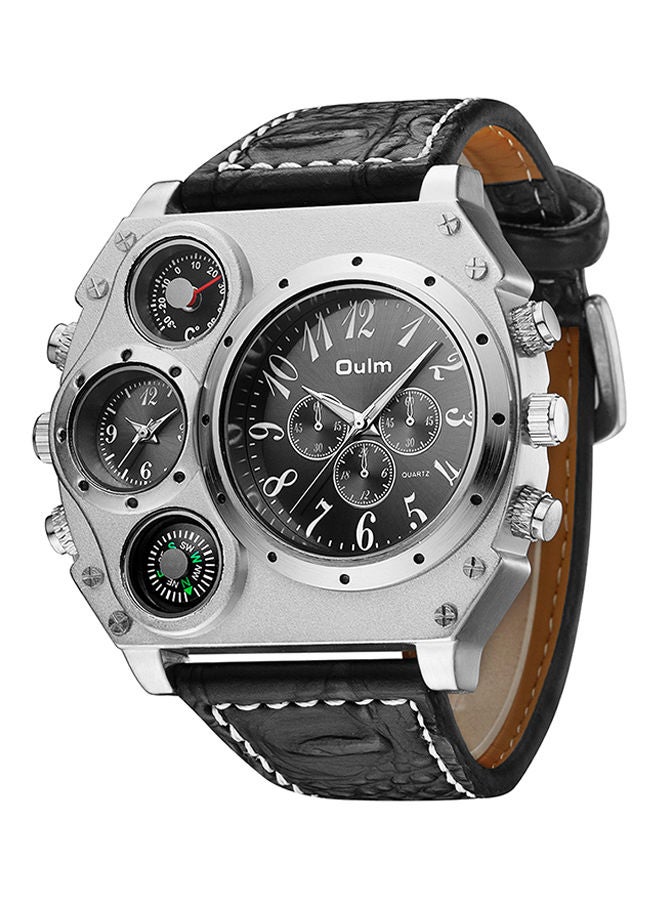 NIBEMINENT men Leather Chronograph Watch HP1349-BK - Image 2
