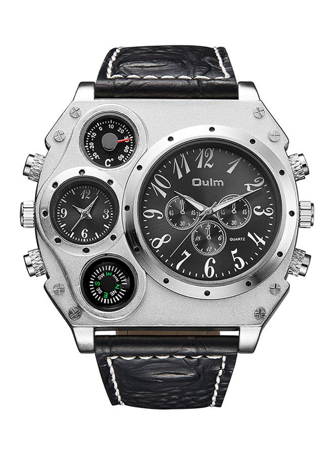 NIBEMINENT men Leather Chronograph Watch HP1349-BK - Image 1