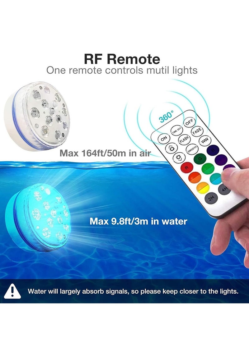 أضواء LED غاطسة مع جهاز تحكم عن بعد، إضاءة LED لحمام السباحة مقاومة للماء، مصابيح حمام سباحة تحت الماء RGB 16 لونًا مع كوب شفط، ضوء حوض استحمام ساخن محمول لتزيين حمام السباحة، حوض السمك (قطعتان) - Image 4
