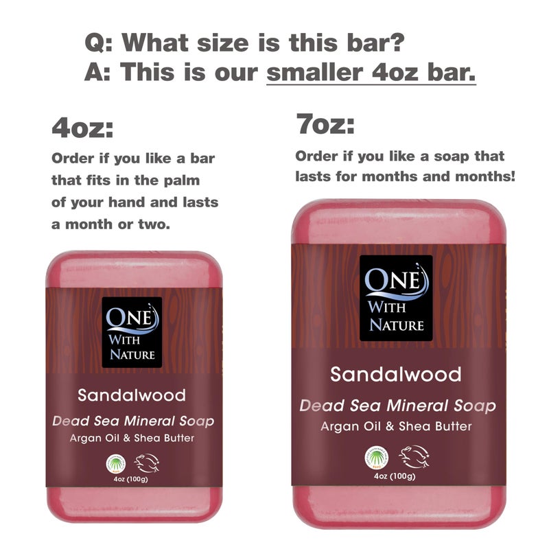 One With Nature Dead Sea Salt Sandalwood Soap 4oz 3-Pack â€“ Purifying and Exfoliating Soap Bar with Dead Sea Minerals and Sandalwood for Face & Body, for Men & Women - Image 2