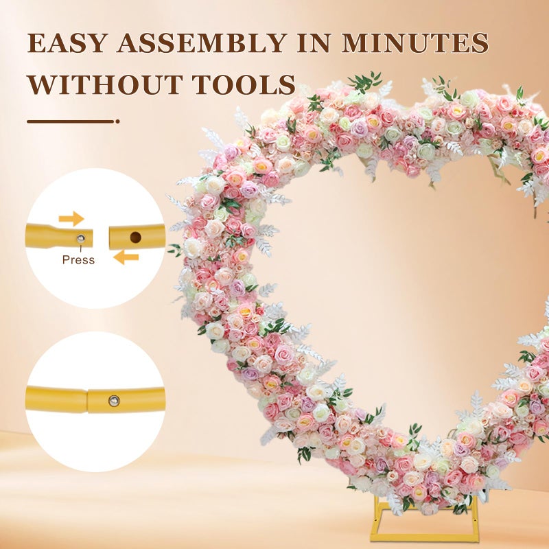 XTJWMY Heart Shaped Metal Balloon Arch Kit,6.6ft Wedding Heart Arch Backdrop Stand,with Water Bag for Proposal, Wedding, Valentineâ€™s Day, Bridal, Birthday Party Decorations (Gold-Regular-S) - Image 3