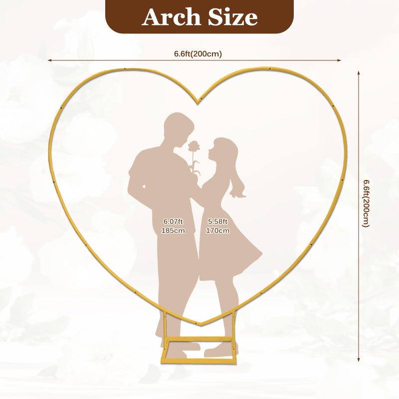 XTJWMY Heart Shaped Metal Balloon Arch Kit,6.6ft Wedding Heart Arch Backdrop Stand,with Water Bag for Proposal, Wedding, Valentineâ€™s Day, Bridal, Birthday Party Decorations (Gold-Regular-S) - Image 2