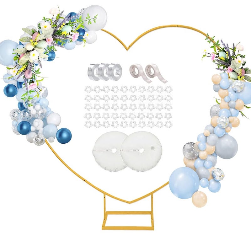 XTJWMY Heart Shaped Metal Balloon Arch Kit,6.6ft Wedding Heart Arch Backdrop Stand,with Water Bag for Proposal, Wedding, Valentineâ€™s Day, Bridal, Birthday Party Decorations (Gold-Regular-S) - Image 1