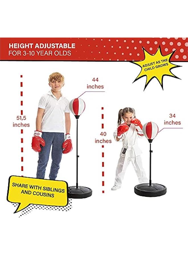 Arabest Youth Boxing Bag Set with Gloves | Adjustable Stand for Kids 3-10 Years Old | Boys & Girls Punching Bag Toy (Red/White) - Image 3