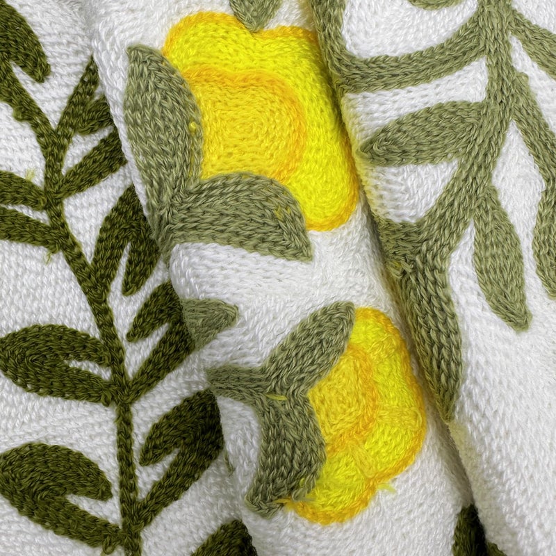 Alysheer Floral Embroidered Summer Decorative Throw Pillow Cover 18"x 18" Set of 2, Farmhouse Cottage Yellow Flower Green Leaves Patterned Cotton Cushion Case for Couch Bed Living Room Outdoor Decor - Image 4