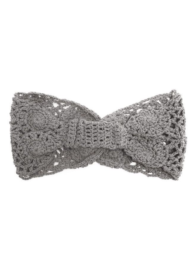 ZLYC Women Headband Handmade Crochet Knit Boho Flower Hair Bands (Twist Knotted Gray)  - Image 5