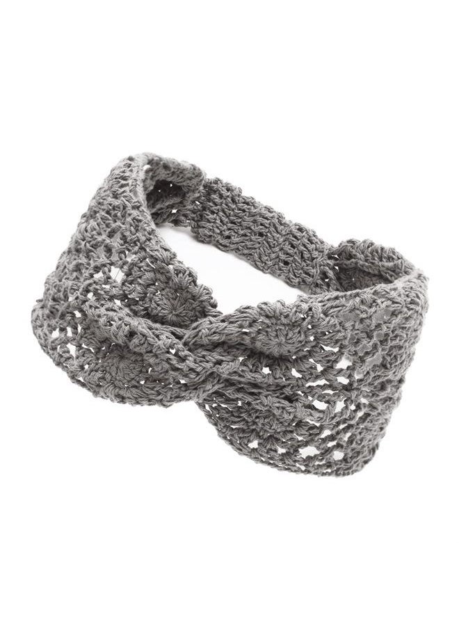 ZLYC Women Headband Handmade Crochet Knit Boho Flower Hair Bands (Twist Knotted Gray)  - Image 1