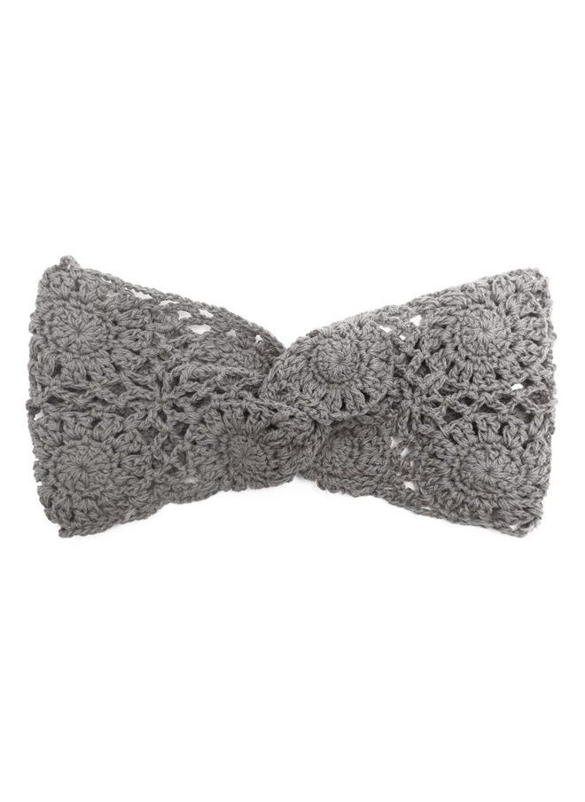 ZLYC Women Headband Handmade Crochet Knit Boho Flower Hair Bands (Twist Knotted Gray)  - Image 4