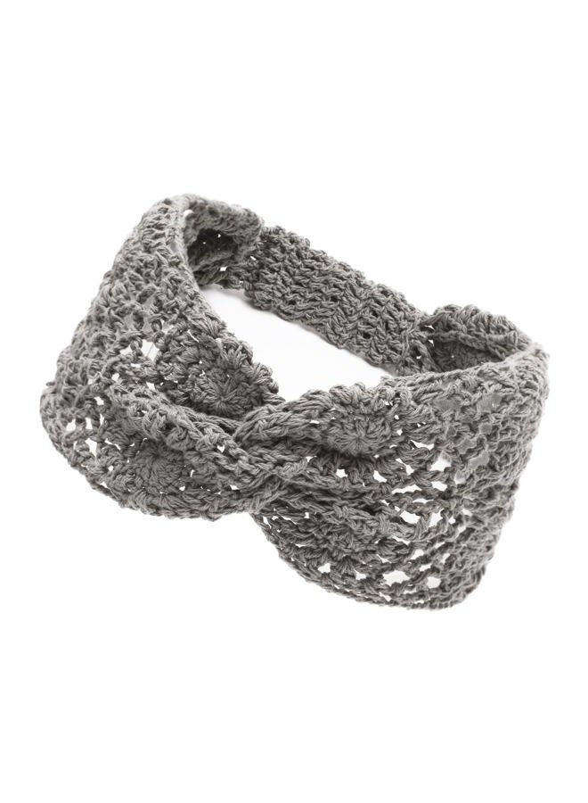 ZLYC Women Headband Handmade Crochet Knit Boho Flower Hair Bands (Twist Knotted Gray) - Image 1
