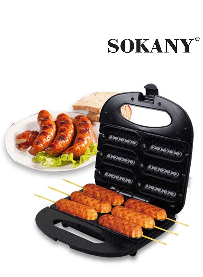 sokany Electric Hot Dog Maker,Corn Dog Waffle Stick Maker Sausage Machine with Non-stick Coating & LED Indicator Light,Make 6 Corn Dogs,Cake Pops,Sausage,750W SK-110  - Image 1