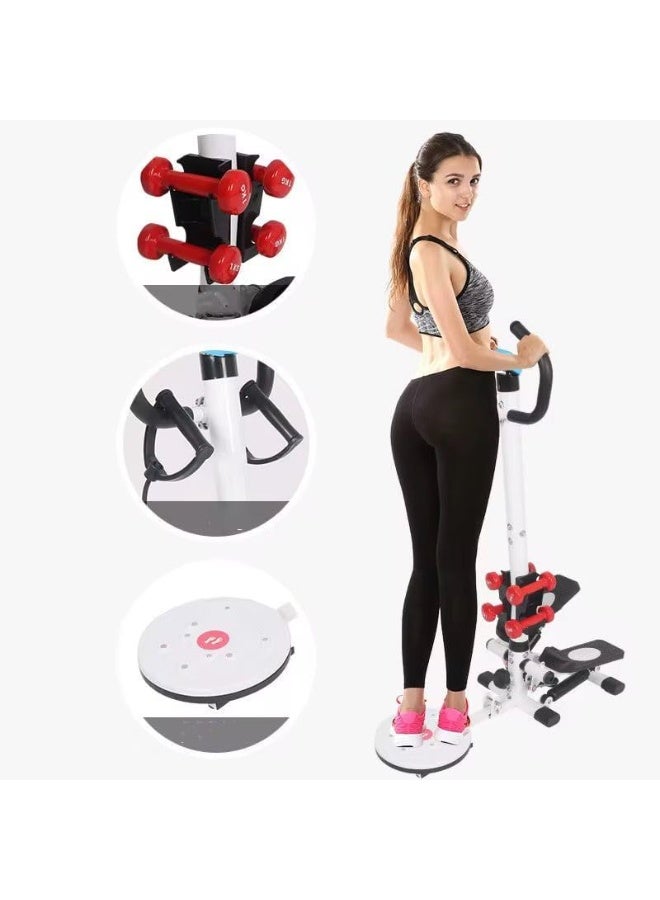 سبورت كيو جهاز ستيبر متعدد الوظائف من سبورت كيو®️ مع شاشة LCD، دمبلز، قرص تويست وأحزمة مقاومة – جهاز رياضي منزلي لحرق الدهون، شد البطن والخصر، تمارين الأرجل والأرداف والذراعين - Image 2