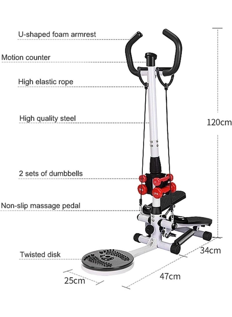 سبورت كيو جهاز ستيبر متعدد الوظائف من سبورت كيو®️ مع شاشة LCD، دمبلز، قرص تويست وأحزمة مقاومة – جهاز رياضي منزلي لحرق الدهون، شد البطن والخصر، تمارين الأرجل والأرداف والذراعين - Image 3