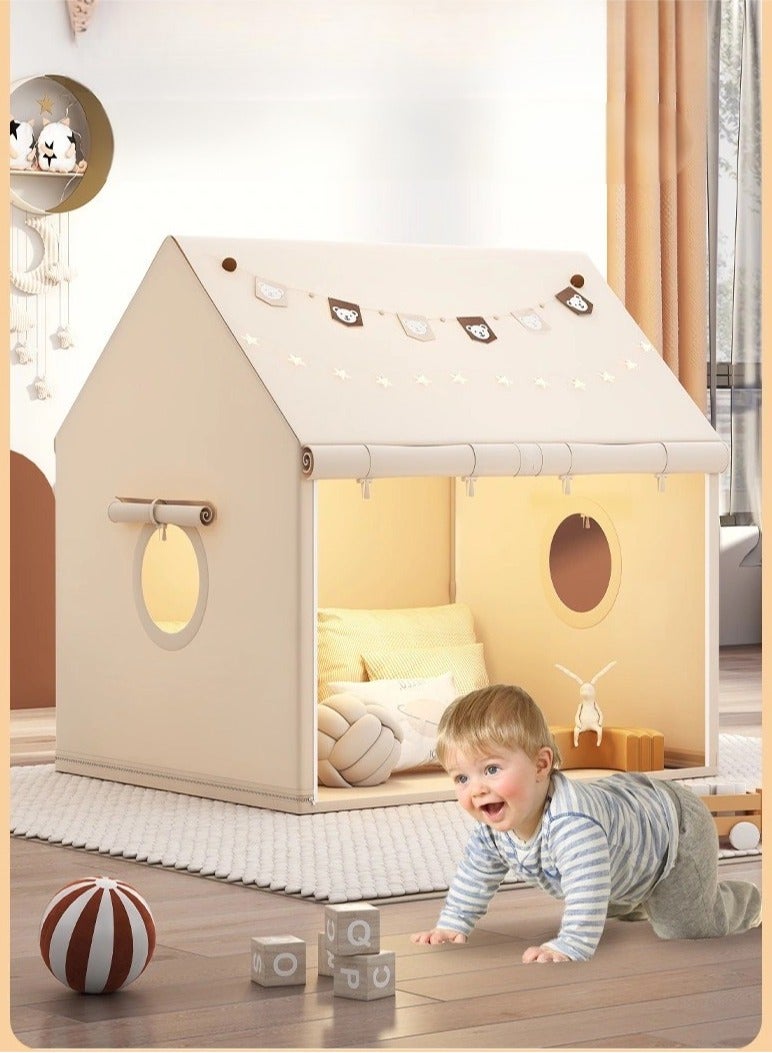 I LOVE KIDS Kids Tent With Triangular Flags, Large Play Tent House,Children's Indoor Bed Tent Game Room Furniture Toys for 3-6 Years Old Kids(pure color) - Image 1