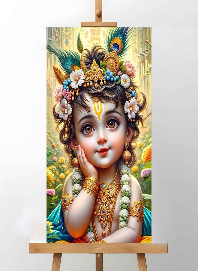 wallpics® god lord Religious Bal Krishna Art Print wall poster for home decor (Multicolour,vinyl,sticker,unframed) (12 x 18 inch) - Image 1