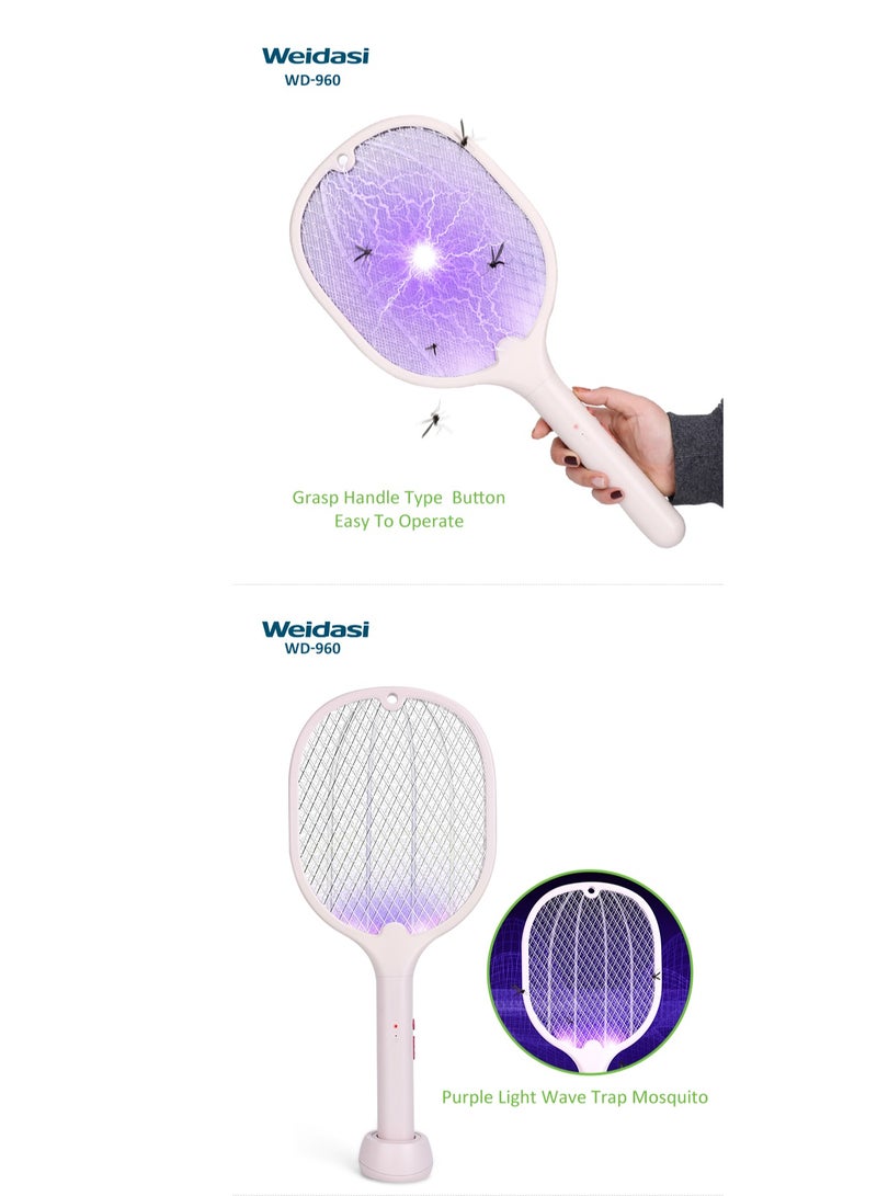 WEIDASI Rechargeable Electric Mosquito Swatter Mosquito Killer Racket and Electric Mosquito Swatter with Holder WD-960 - Image 4