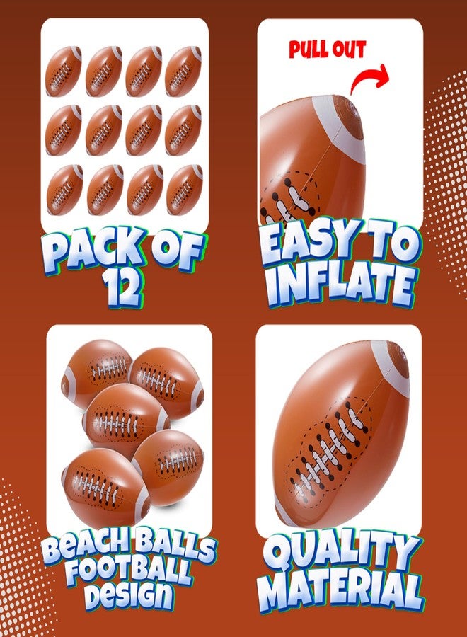 Bedwina 12-Pack 16" Inflatable Footballs for Football Party Decorations & Party Favors - Blow-Up Sports-Themed Beach Balls for Game Day & Birthday Supplies, Goodie Bag Stuffers - Image 2