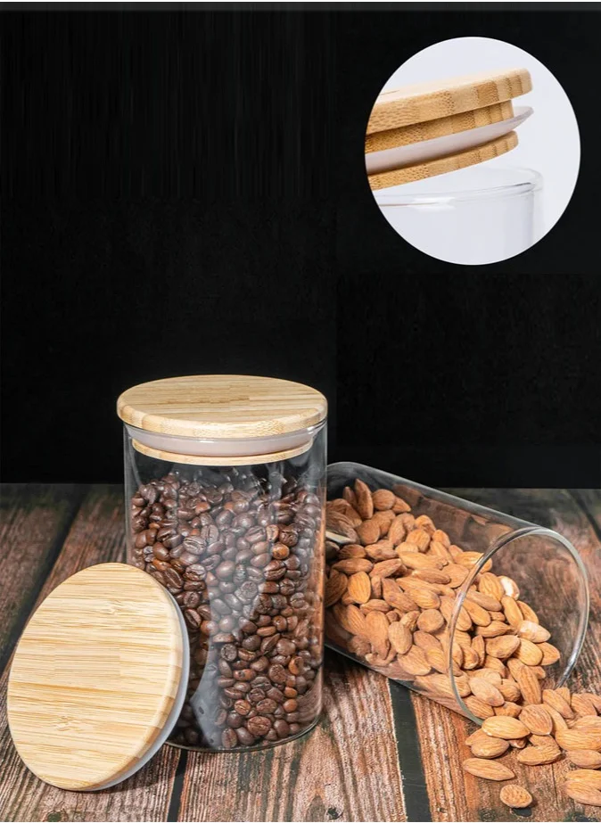 1Chase Borosilicate Glass Food Storage Jar With Bamboo Lid 2Pcs Set  750ml
