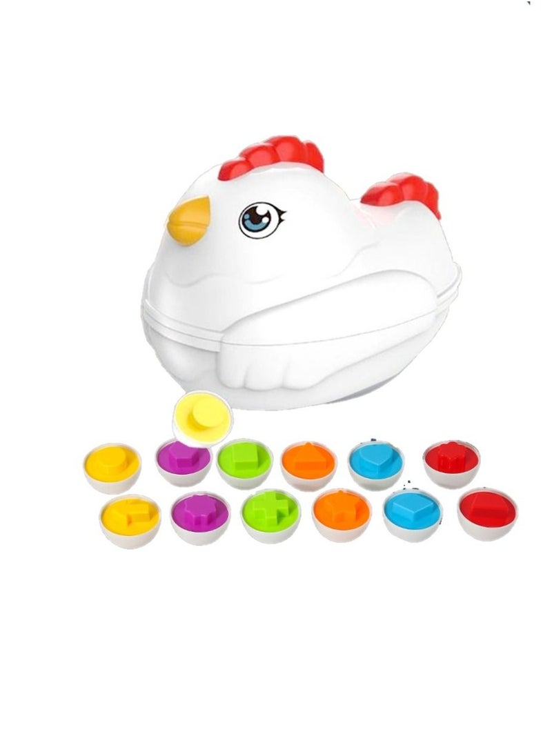 Y&D Toddler Chicken Toy Fine Motor Skills Matching Eggs Best Color And Shape Sorter Egg Toys  - Image 1