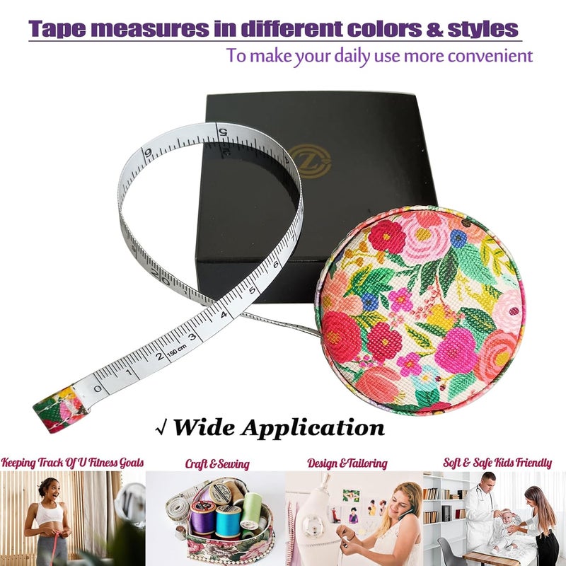 Z_جوده وثقه Tape Measure for Body Measuring Fabric Sewing Tailor Ruler Flexible Soft Pocket Small Mini Body Measurement Cloth Measuring Tape 60 Inch Premium Leather Retractable Tape Measure - Image 2