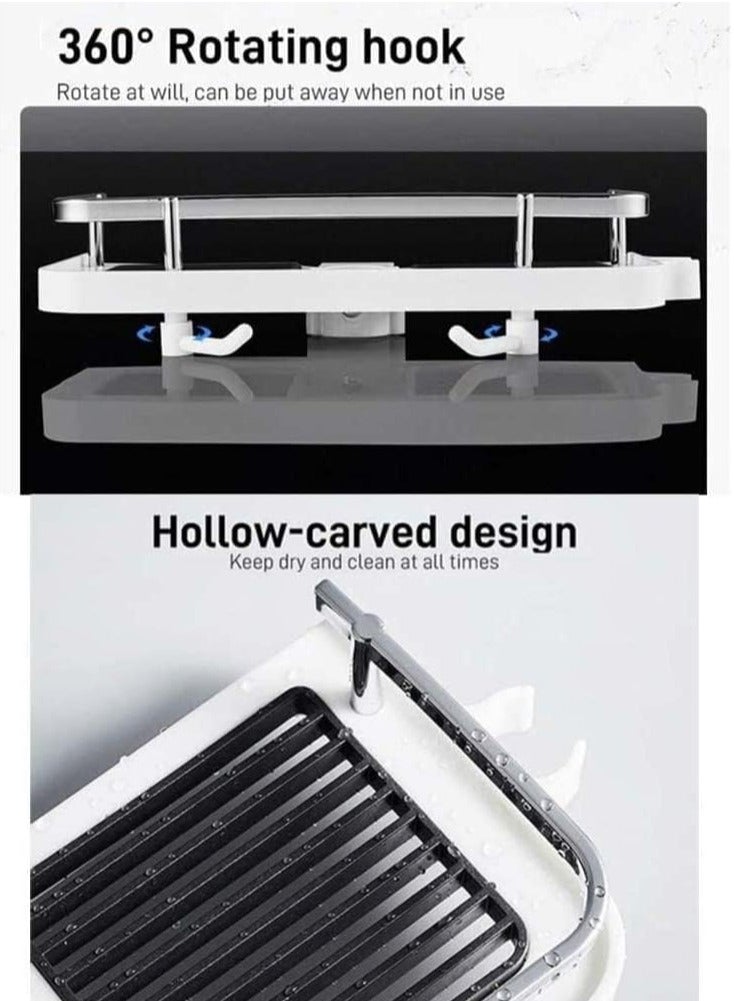 Loquat No-Drill Shower Caddy with Lifting Bracket, Adjustable Pole  Basket - White, for Shower Head, Shampoo, Soap - Image 5