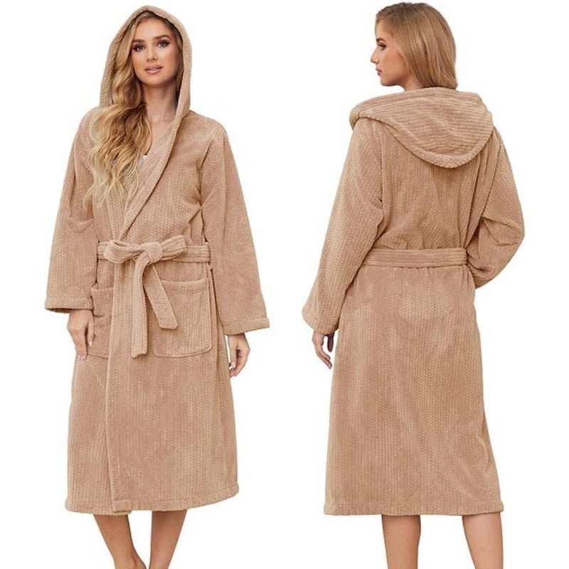 Cotton Bathrobe, Lightweight Long Kimono Robe for Spa, Hotel, Loungewear, Sleepwear, Free Size Spa Robe and Sleepwear- Soft Absorbent All Seasons Robe for Men and Women - Image 1