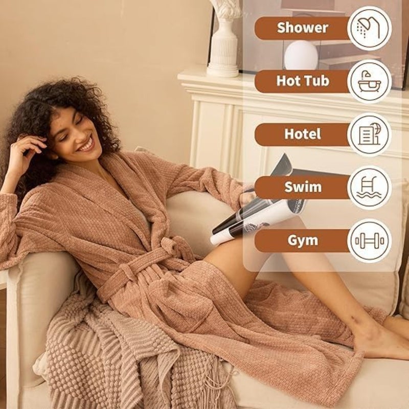 Cotton Bathrobe, Lightweight Long Kimono Robe for Spa, Hotel, Loungewear, Sleepwear, Free Size Spa Robe and Sleepwear- Soft Absorbent All Seasons Robe for Men and Women - Image 2