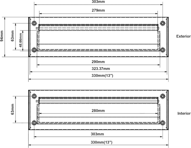 QCAA Solid Brass Mail Slot, with Solid Brass Interior Frame, 13" x 3.625", Venetian Bronze, 1 Pack, Made in Taiwan - Image 4