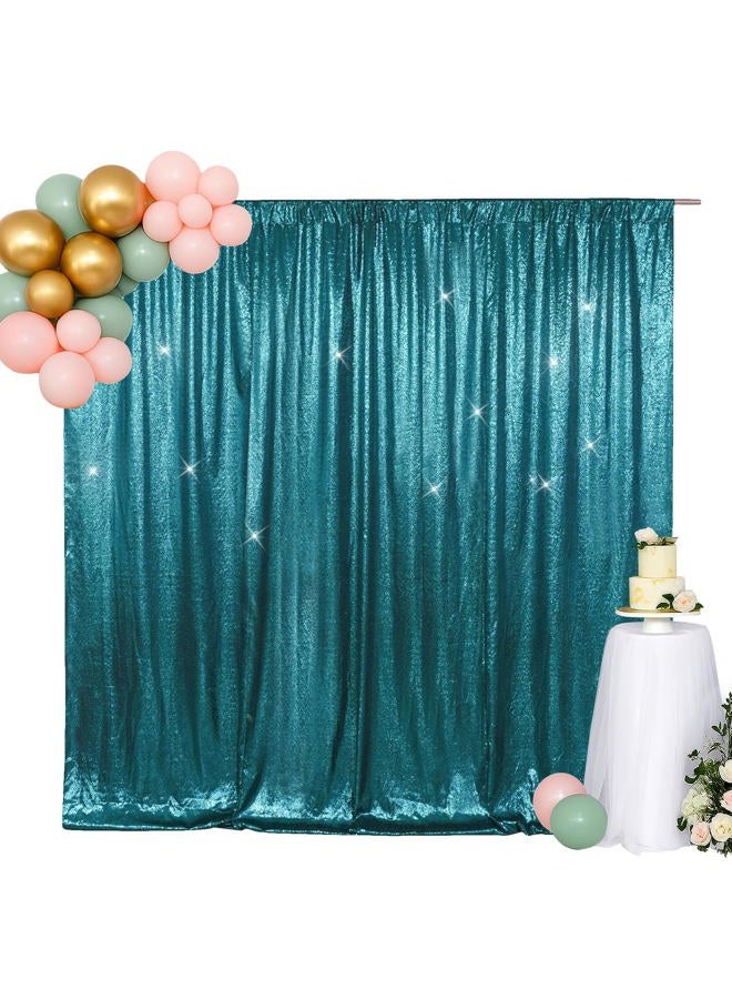 SquarePie Sequin Backdrop Non-Transparent Background Sparkly Curtain for Wedding Party 6FT x 6FT Teal - Image 1