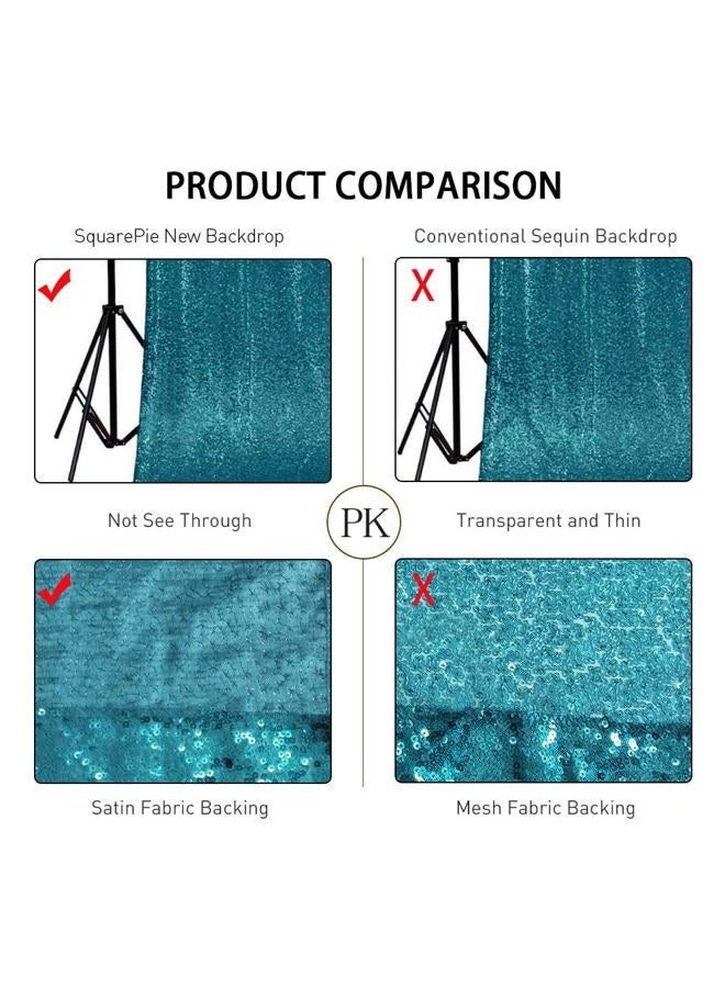 SquarePie Sequin Backdrop Non-Transparent Background Sparkly Curtain for Wedding Party 6FT x 6FT Teal - Image 3