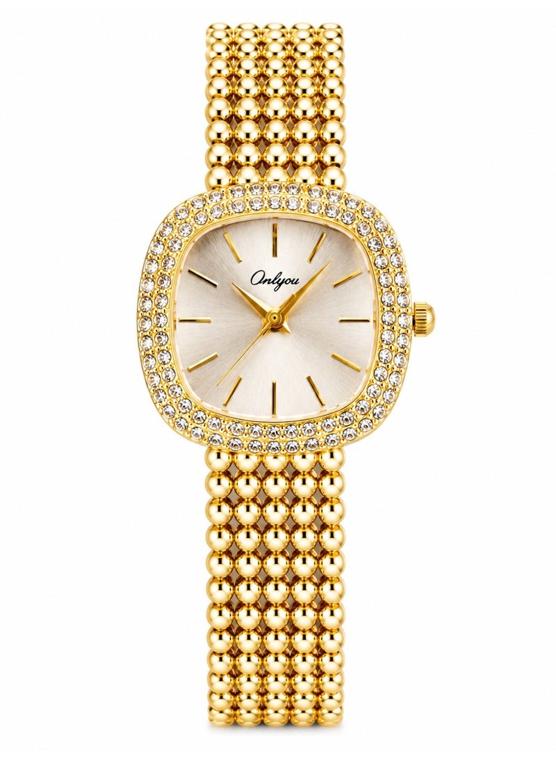 Onlyou Elegant Women’s Quartz Wrist Watch – Rose Gold Stainless Steel Strap – Elegant Rectangular Design for Daily Use - Image 1