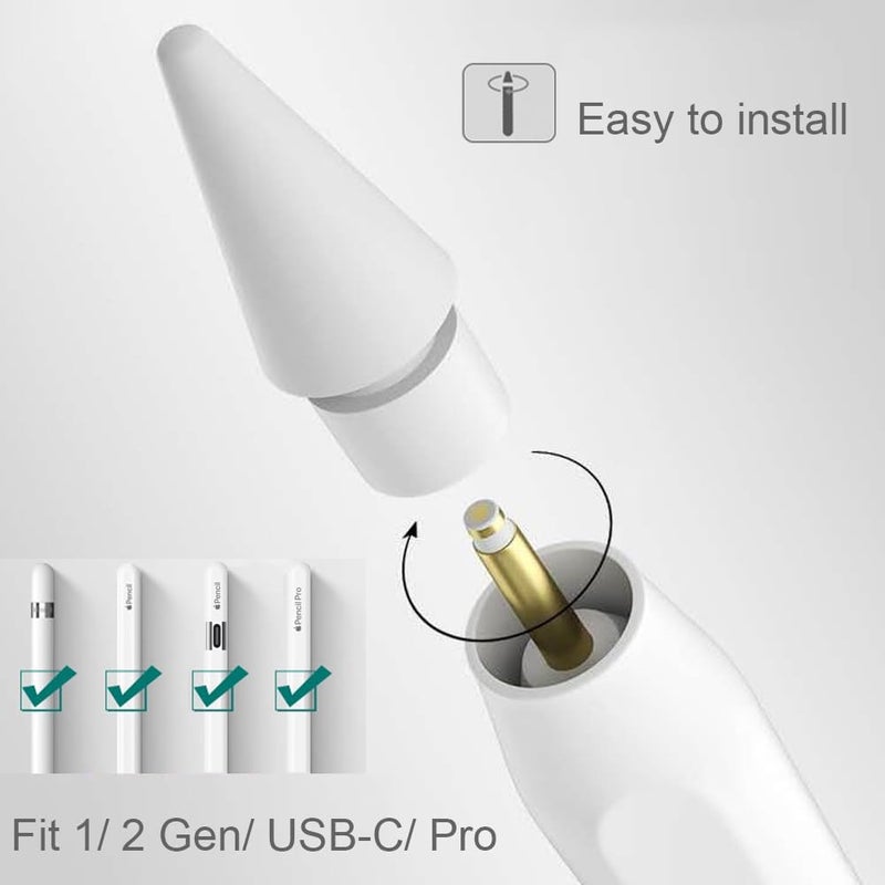 SIXFU Replacement Tips for Apple Pencil 1st Generation/ 2nd Generation Tips, iPad Pencil Nibs Accessories for Apple Pen Pro/USB-C/ 1/2 Gen(8 Pack) - Image 2