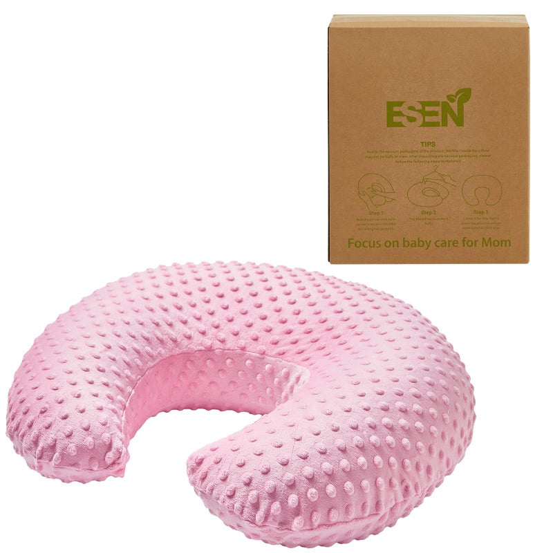 ESEN Baby Nursing Pillow and Body Positioner for Breast Feeding and Bottle Feeding, Ultra Soft Baby Breastfeeding Pillows with Removable Nursing Pillow Cover for More Support for Mom and Baby (Pink) - Image 2