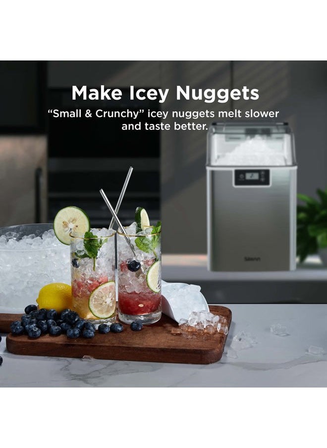Silonn Compact Nugget Ice Maker，44lbs/Day Pellet Ice Maker Machine with Timer & Self-Cleaning Function, Portable Countertop Ice Maker for Home, Office, Bar, Perfect for Cocktails & Smoothies  - Image 3