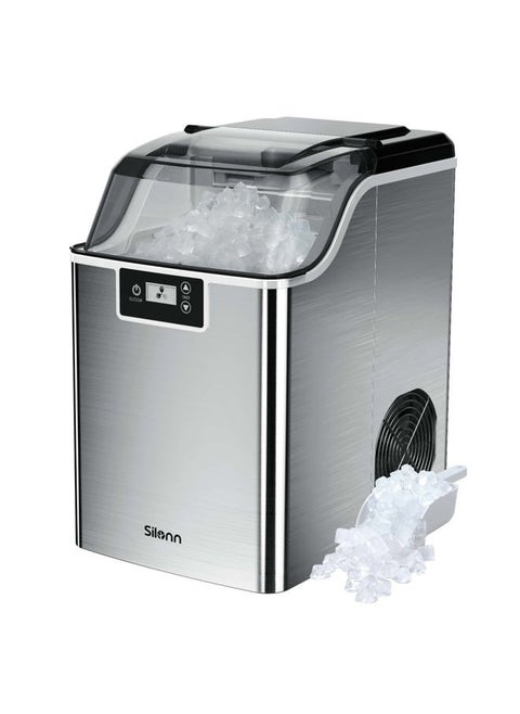 Compact Nugget Ice Maker，44lbs/Day Pellet Ice Maker Machine with Timer & Self-Cleaning Function, Portable Countertop Ice Maker for Home, Office, Bar, Perfect for Cocktails & Smoothies