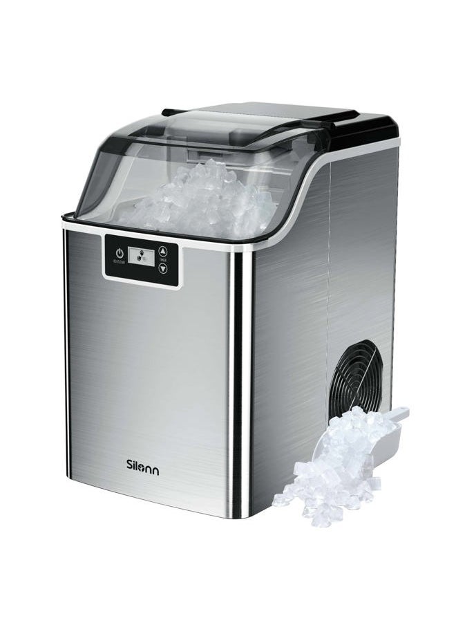 Silonn Compact Nugget Ice Maker，44lbs/Day Pellet Ice Maker Machine with Timer & Self-Cleaning Function, Portable Countertop Ice Maker for Home, Office, Bar, Perfect for Cocktails & Smoothies  - Image 1