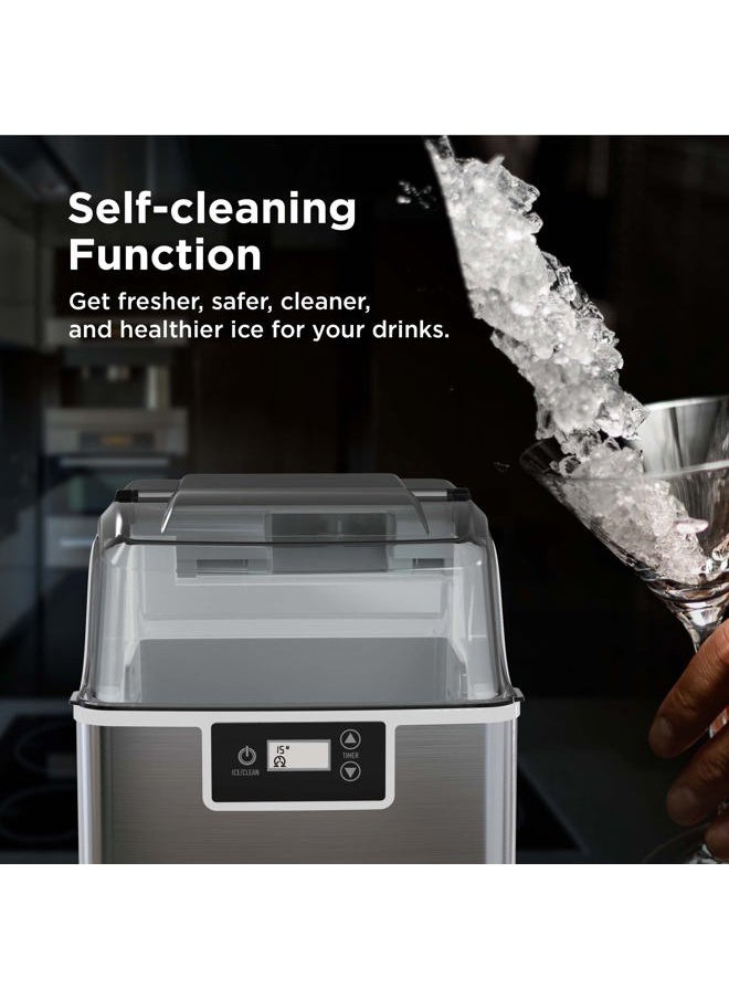 Silonn Compact Nugget Ice Maker，44lbs/Day Pellet Ice Maker Machine with Timer & Self-Cleaning Function, Portable Countertop Ice Maker for Home, Office, Bar, Perfect for Cocktails & Smoothies  - Image 4