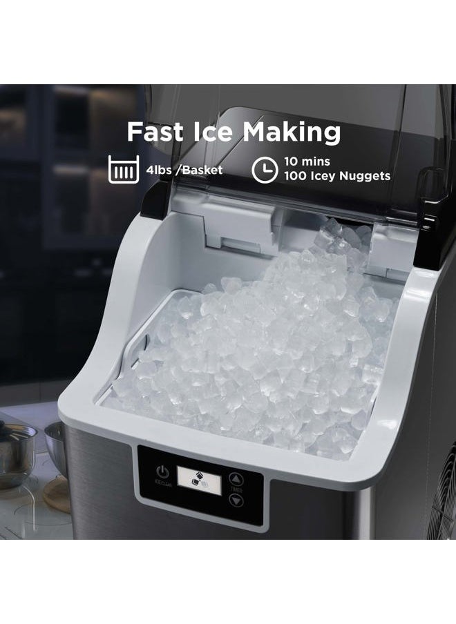 Silonn Compact Nugget Ice Maker，44lbs/Day Pellet Ice Maker Machine with Timer & Self-Cleaning Function, Portable Countertop Ice Maker for Home, Office, Bar, Perfect for Cocktails & Smoothies  - Image 5