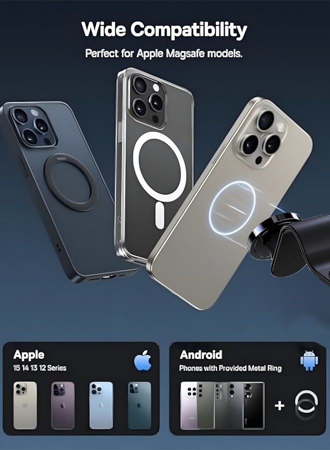 Aijmil حامل هاتف مغناطيسي للسيارة مع دعم شحن، متوافق مع آيفون 15 برو ماكس و15 برو و15 بلس، مصنوع من سبائك التيتانيوم القابلة للثني والضبط، يثبت على جميع لوحات العدادات و الزجاج الأمامي، موديل C02 - Image 2