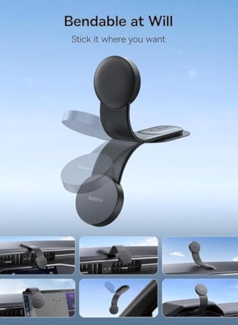 Aijmil حامل هاتف مغناطيسي للسيارة مع دعم شحن، متوافق مع آيفون 15 برو ماكس و15 برو و15 بلس، مصنوع من سبائك التيتانيوم القابلة للثني والضبط، يثبت على جميع لوحات العدادات و الزجاج الأمامي، موديل C02 - Image 5