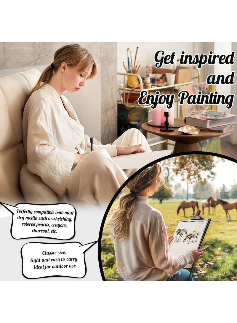 بروديوت دفتر رسم مقاس 8.27 بوصة × 5.83 بوصة، ذو غلاف حلزوني علوي، يحتوي على 30 ورقة من ورق الرسم A5 الخالي من الأحماض بوزن 68 رطل/100 غرام، دفتر رسم فني للأطفال والفنانين والمبتدئين، لوازم فنية احترافية للبالغين. - Image 5