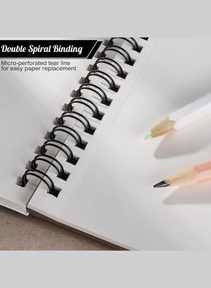 بروديوت دفتر رسم مقاس 8.27 بوصة × 5.83 بوصة، ذو غلاف حلزوني علوي، يحتوي على 30 ورقة من ورق الرسم A5 الخالي من الأحماض بوزن 68 رطل/100 غرام، دفتر رسم فني للأطفال والفنانين والمبتدئين، لوازم فنية احترافية للبالغين. - Image 2