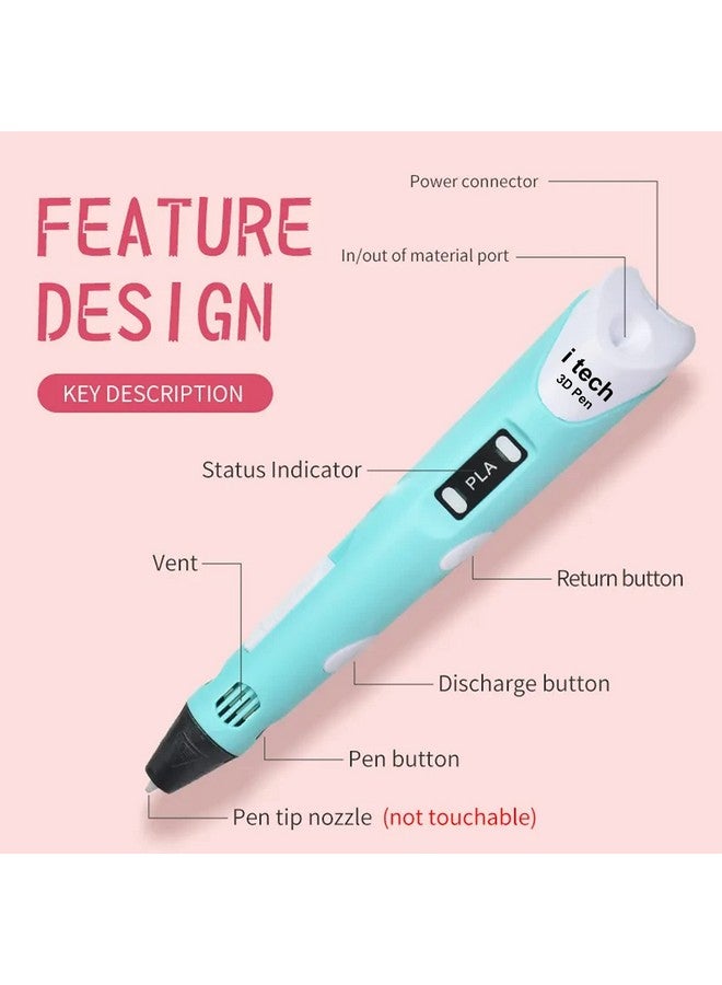WOL 3D WOL3D Itech (Blue) Magic 3D Pen with 12 in 1 (5M) PLA Filaments for 3D Printing with Speed Control, Advanced Temperature Regulation, OLED Display & Ergonomic Design - Compatible. - Image 4