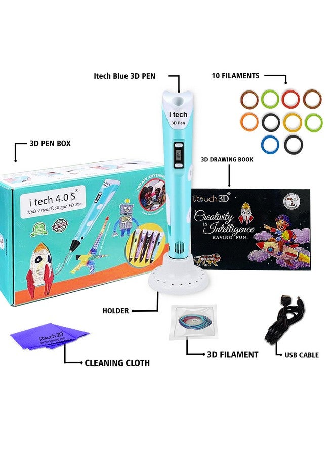 WOL 3D WOL3D Itech (Blue) Magic 3D Pen with 12 in 1 (5M) PLA Filaments for 3D Printing with Speed Control, Advanced Temperature Regulation, OLED Display & Ergonomic Design - Compatible. - Image 2