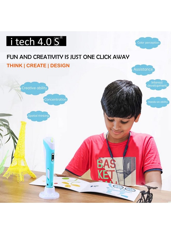 WOL 3D WOL3D Itech (Blue) Magic 3D Pen with 12 in 1 (5M) PLA Filaments for 3D Printing with Speed Control, Advanced Temperature Regulation, OLED Display & Ergonomic Design - Compatible. - Image 5