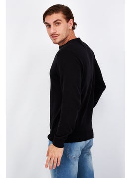French Connection Men Crew Neck Plain Long Sleeves Sweatshirt, Black  - Image 3