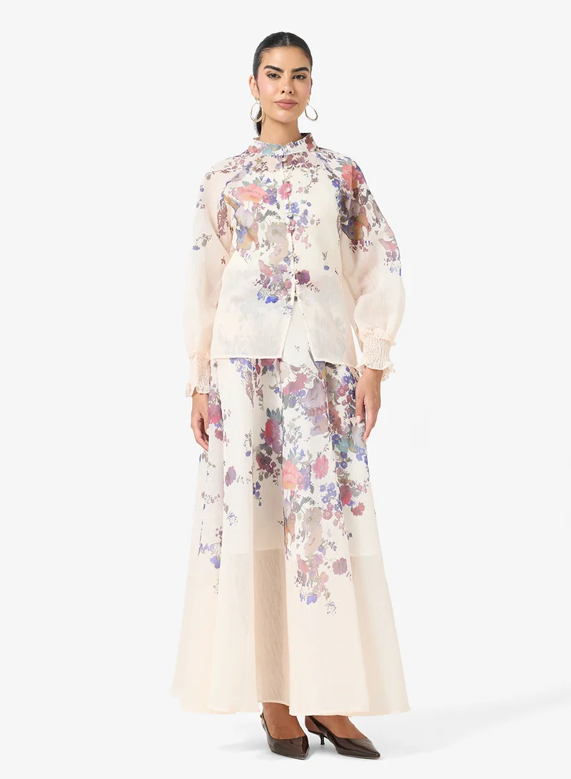 Printed Blouse & Skirt Set